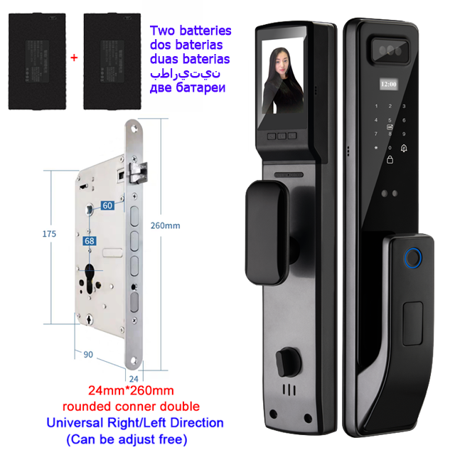 Thumbnail: Face Recognition Door Lock Wifi Tuya APP Remote Control Voice Intercom Digital E