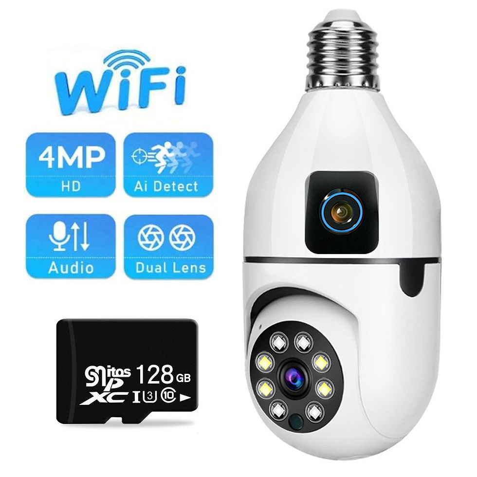Miniatura: 4MP E27 HD Dual Lens Bulb Camera WiFi Surveillance Night Vision 360 PTZ Camera H