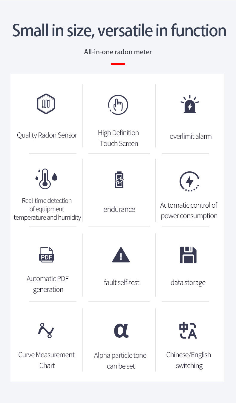 Miniatura: Smart Radon Detector para Casa,  Detecta Rapidamente Sensível, Alarmes de Luz S