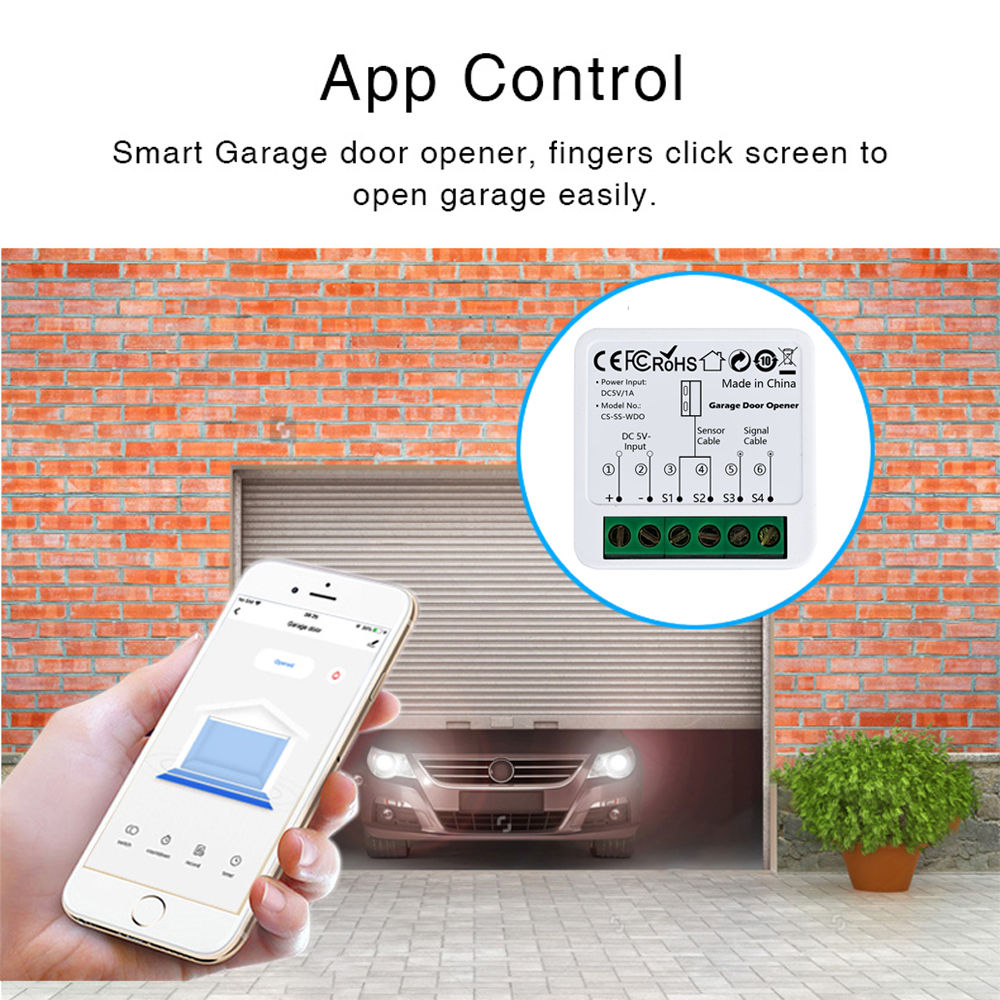 Tuya Smart Garage Door Opener WiFi Gate Door Controllor Compatible with Alexa Ec