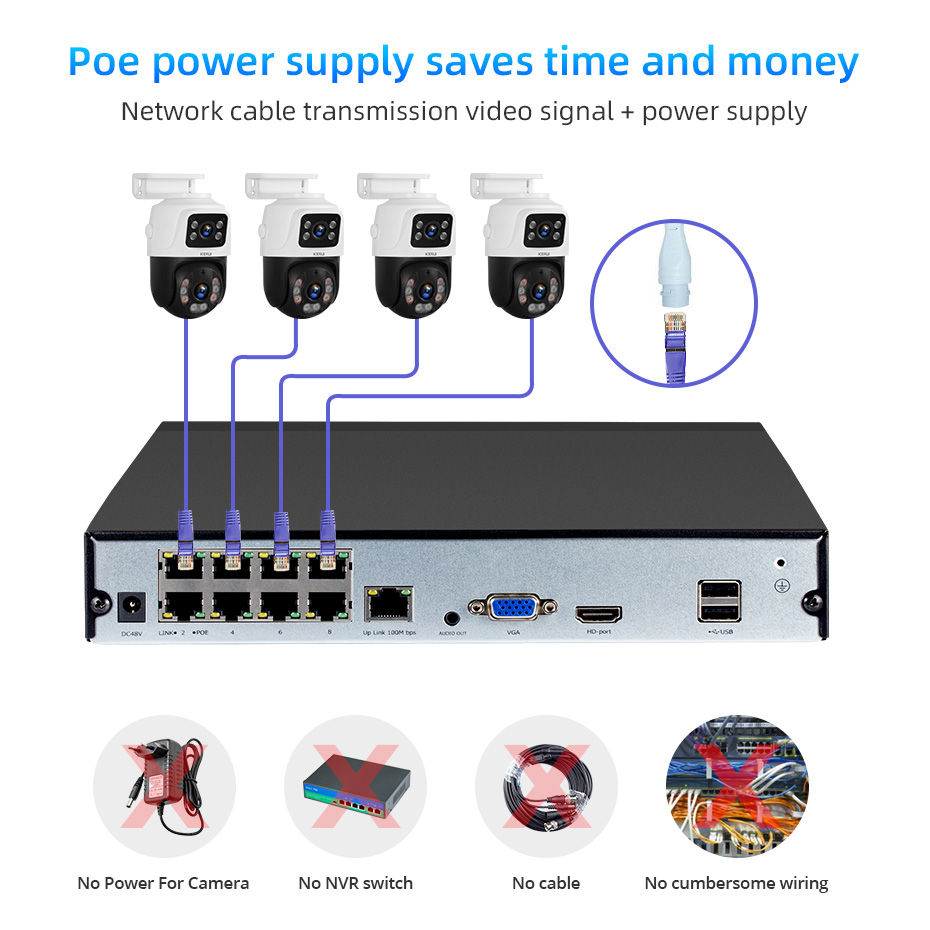 Miniatura: KERUI 2K 4MP 6MP HD POE Surveillance 8CH Camera System Dual Lens PTZ WIFI IP Hom