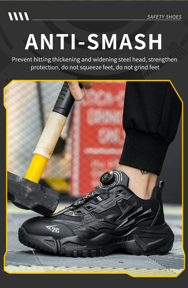 Thumbnail: Rotary Buckle Work Sneakers Protective Shoes Lightweight Puncture-Proof Anti-sma