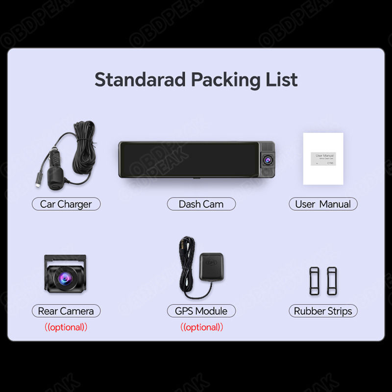 Thumbnail: H330 Dash Cam 3 Channel Rearview Mirror Front Inside Rear 4K+1080P+1080P WiFi GP
