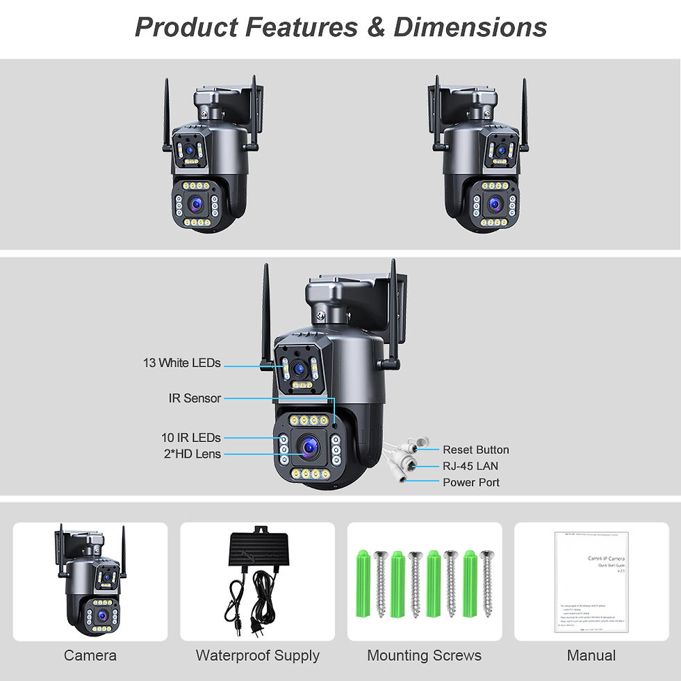 Thumbnail: SANSCO 4K 8MP Dual Lens PTZ WIFI Camera Dual Screen 4MP HD Wireless Outdoor IP C