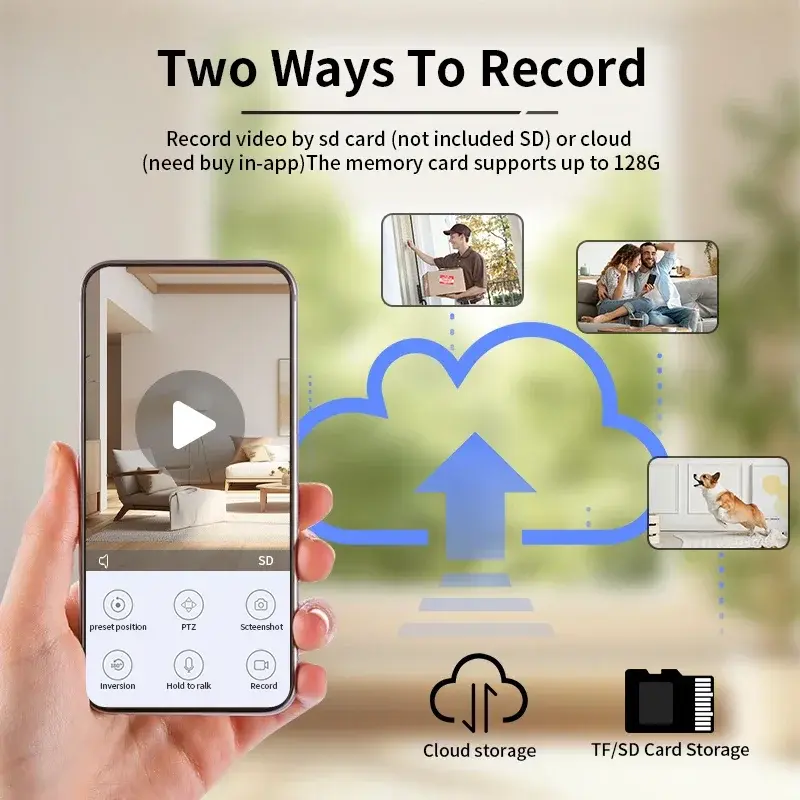 Thumbnail: 8MP Wifi Surveillance Robot Camera PTZ Security Baby Monitor Two Way Audio Color