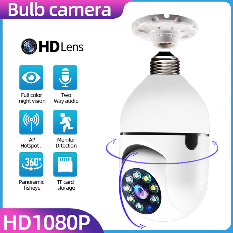 Thumbnail: E27 Bulb Wifi Wireless Surveillance Camera Automatic Human Tracking 4X Digital Z