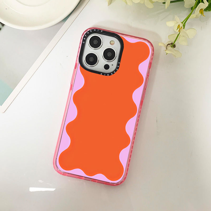 Thumbnail: Hot Ins Orange Wavy Clear Case For Iphone 11 14 15 Pro Max Silicone Soft 12 13 M