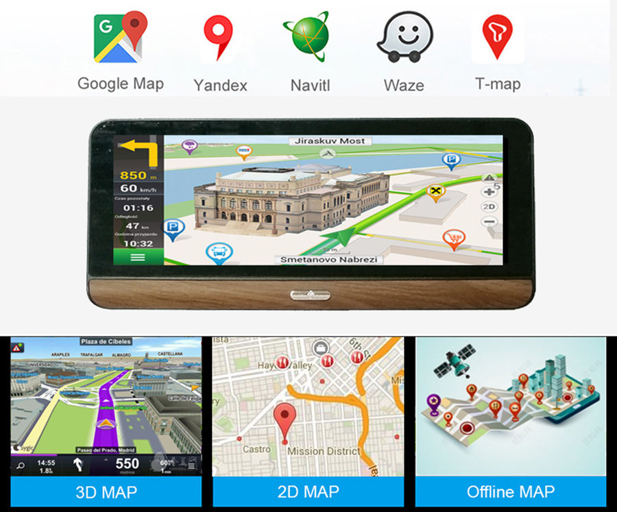 Thumbnail: 8 inch 4G ADAS Car DVR Android Car Dashboard Dash Camera GPS Navigation 1080P Du