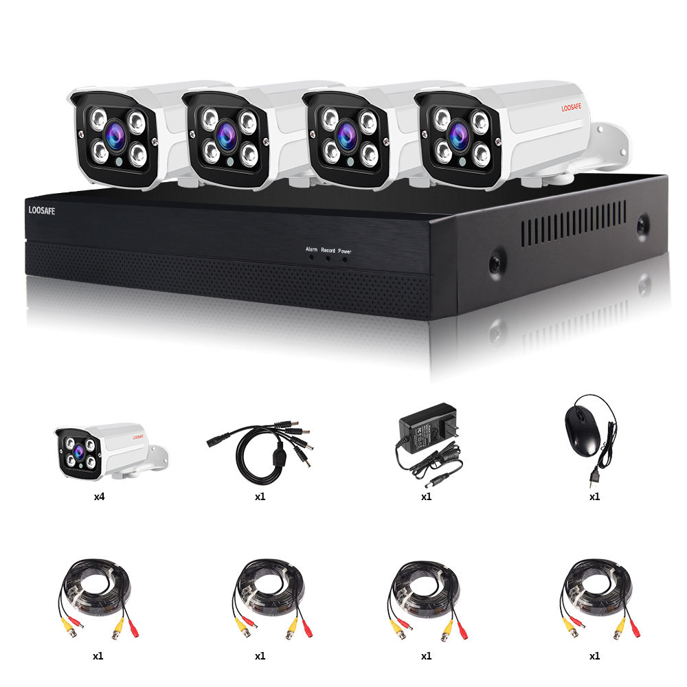 Home Security HD 1080P AHD CCTV Camera System 4 Channel Video DVR Kit