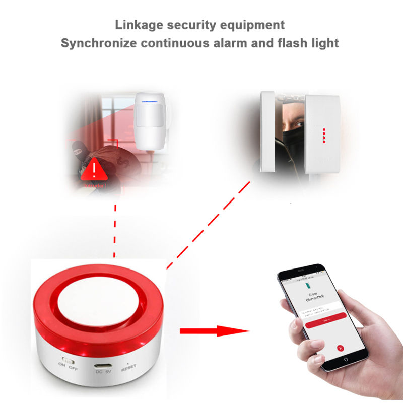 Thumbnail: WIFI Tuya Smart Home Security Siren Alarm Big Sound Strobe Flash Alert  Wireless