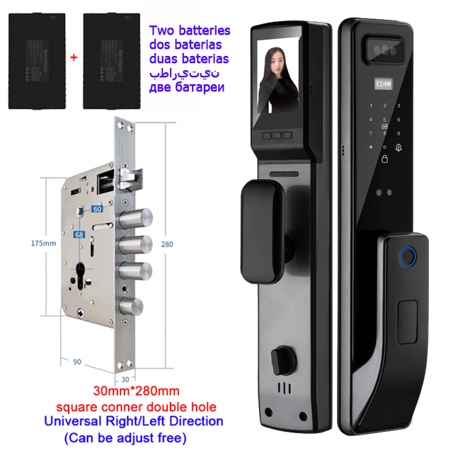 Thumbnail: Face Recognition Door Lock Wifi Tuya APP Remote Control Voice Intercom Digital E