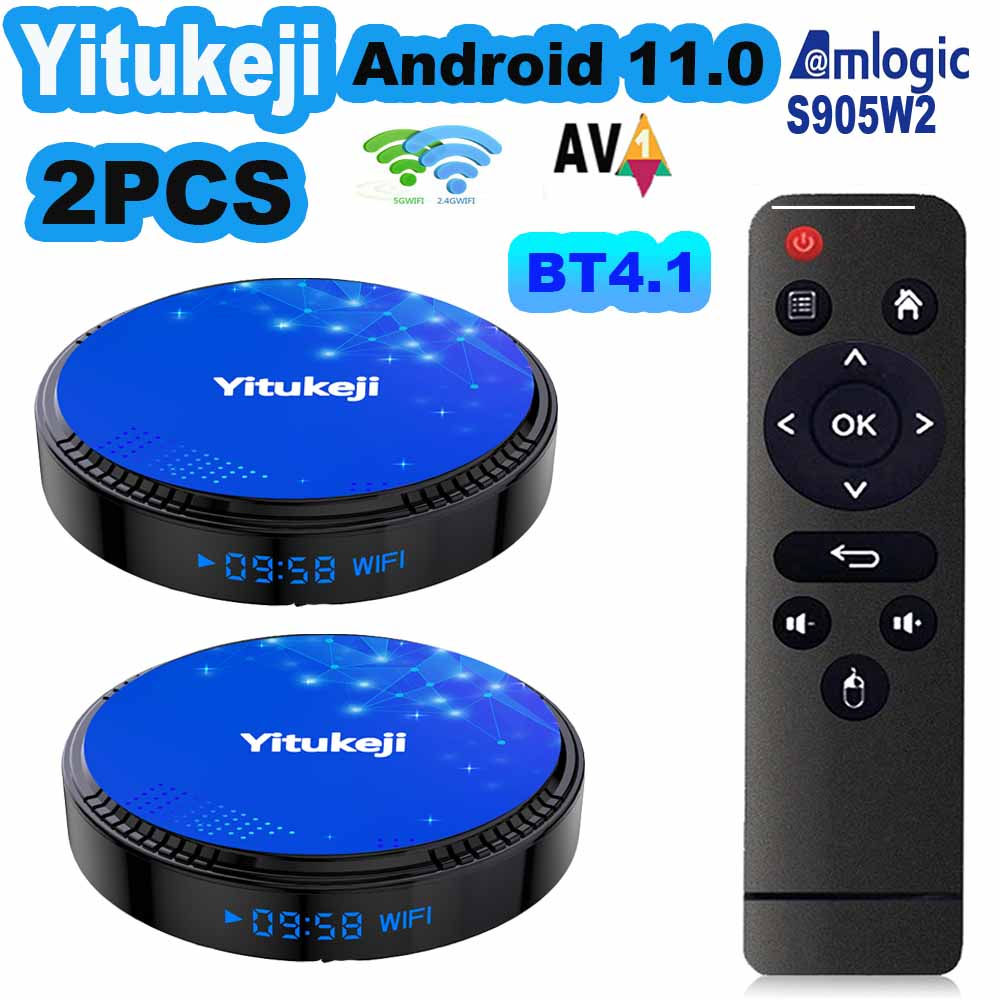 Android 11 TV Box Amlogic S905W2 Yitukeji W2 Plus2.4G 5G Brand Wifi AV1 4k BT 16