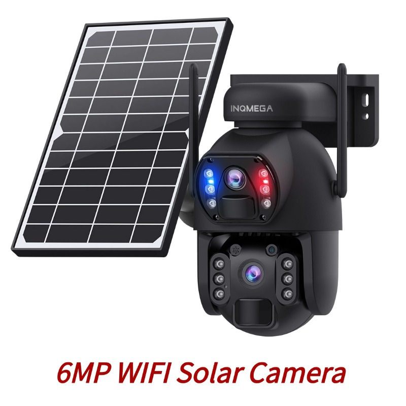 Thumbnail: INQMEGA Dual PIR Dual Lens Solar Cell Gimbal Camera Solor Panel 6W Lens: 2.8mm+8