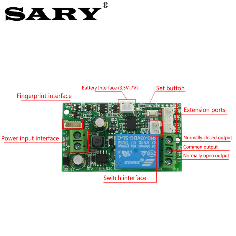 Thumbnail: DC12V fingerprint access control system control board DC24V electronic door lock