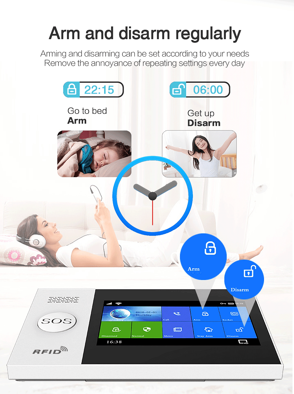 Thumbnail: GauTone PG107 WiFi 4G Alarm System for Home Security with PIR Wireless Solar Sir