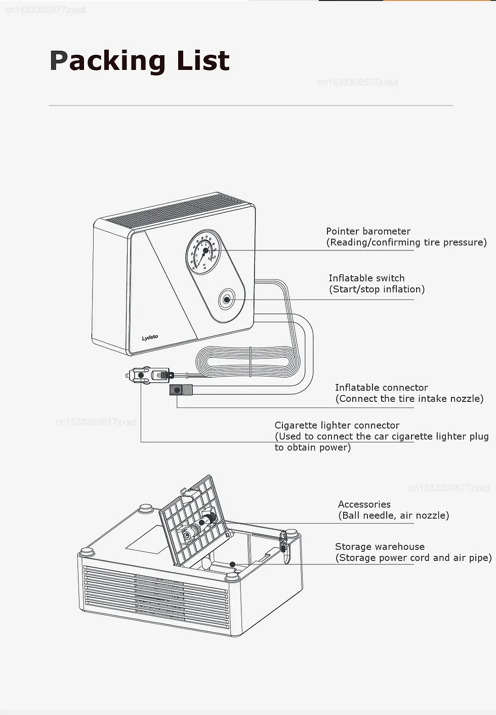 Miniatura: Xiaomi Lydsto 12V Portable Electric Inflator Pump 5.5Bar Air Compressor Pressure