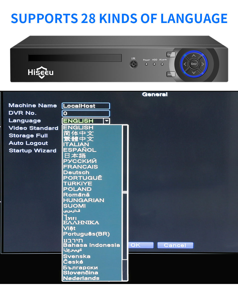 Miniatura: Hiseeu 4CH 10CH 16CH 4K 8MP 5MP POE NVR For POE IP CCTV Surveillance Camera Syst
