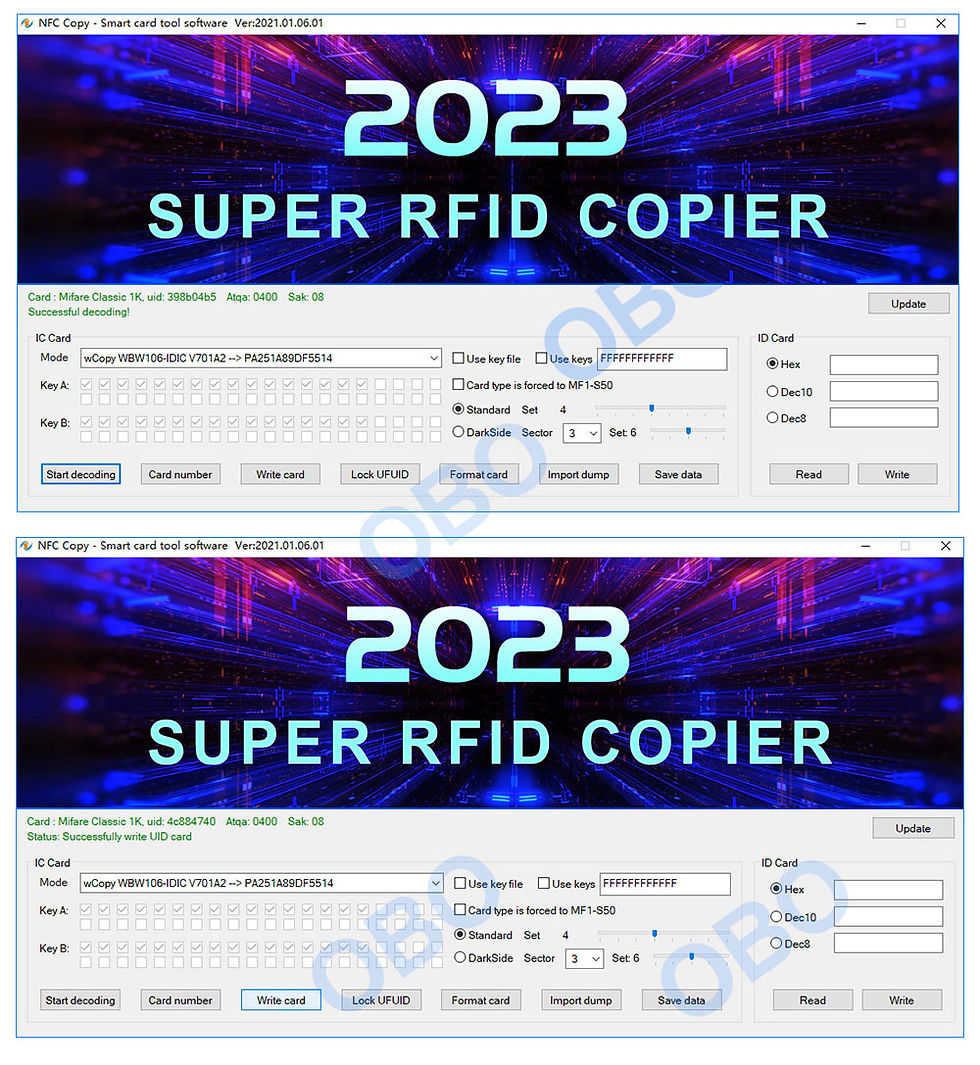 Miniatura: RFID Copier Duplicator 125KHz 13.56MHz ID IC NFC Smart Card Reader Writer USB Pr