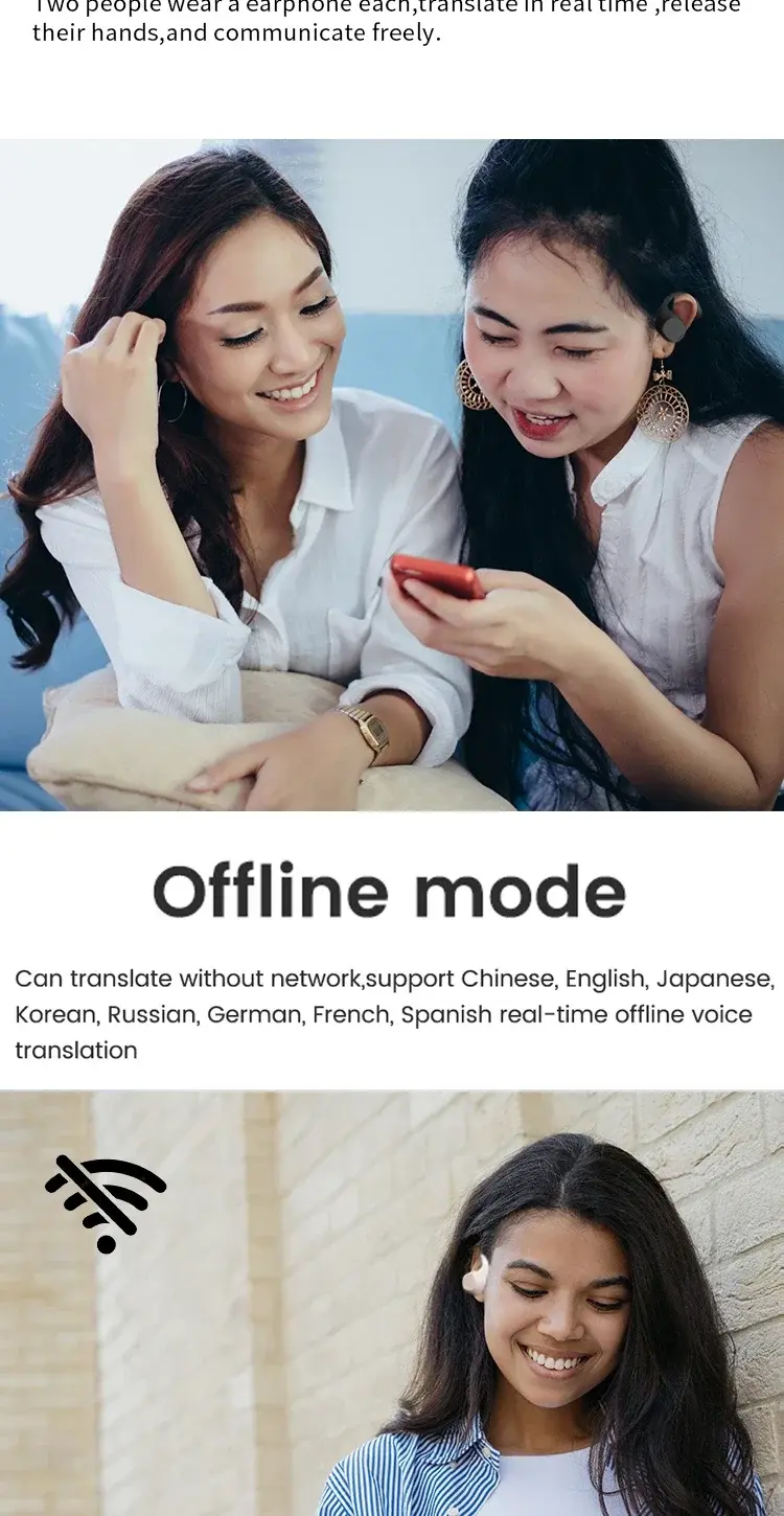 Miniatura: Language Translation Earbuds Online Support 144 Languages and Accents Translate 