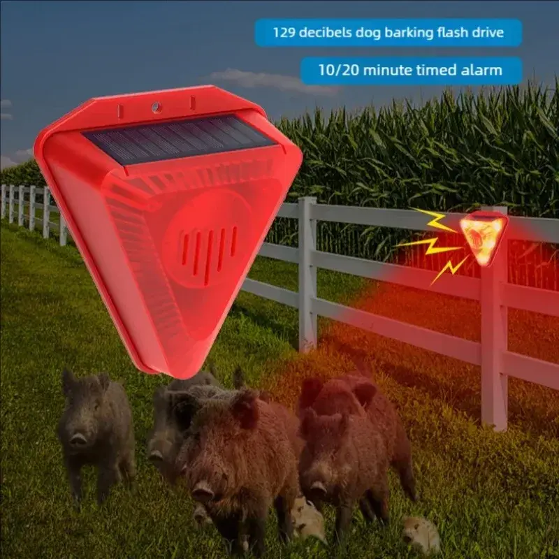 Thumbnail: Solar Outdoor Alarm LED Flashing Warning Strobe Light 129 Decibels Dog Barking S