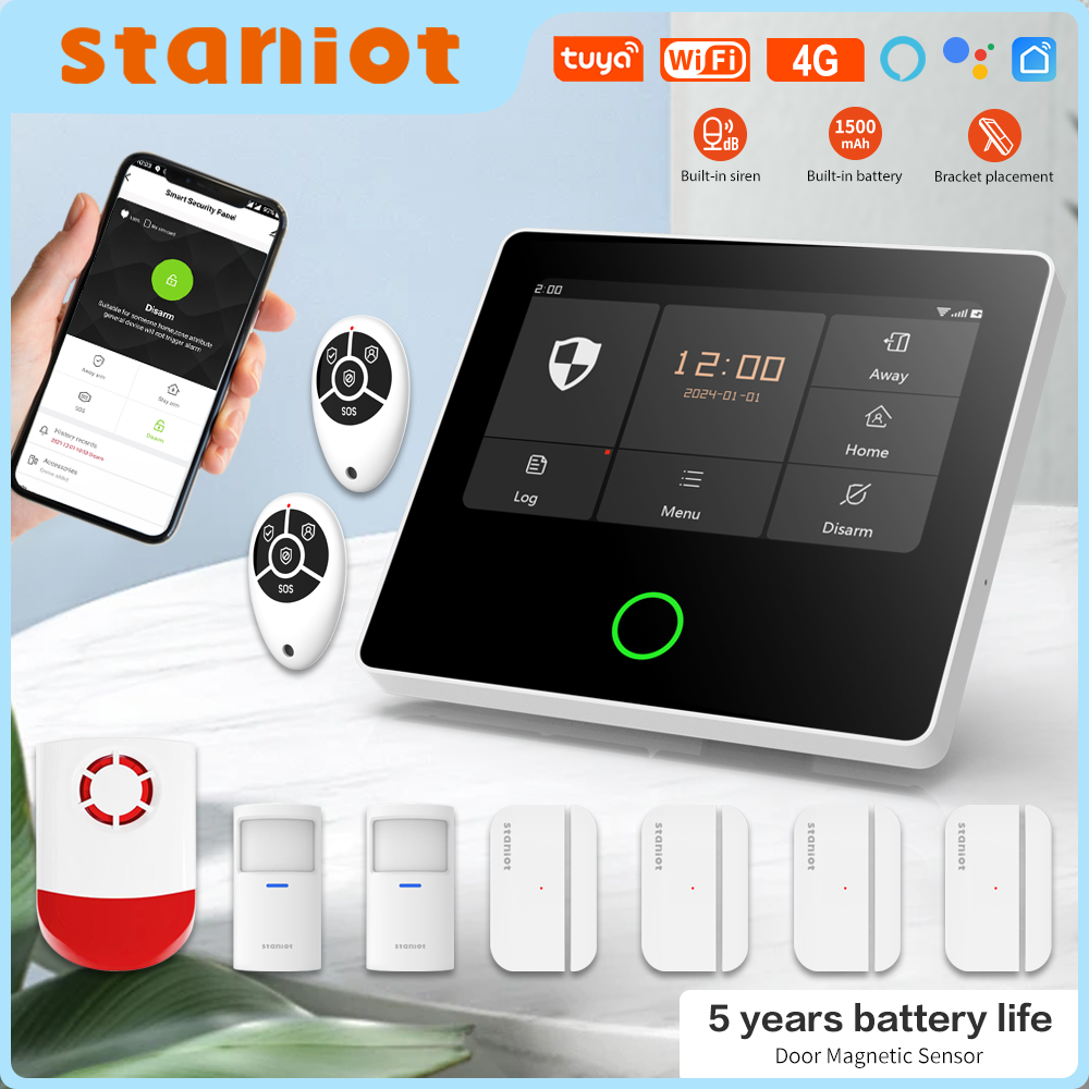 Staniot WiFi 4G Wireless Security Alarm System Built-in Louder Siren Tuya Smart
