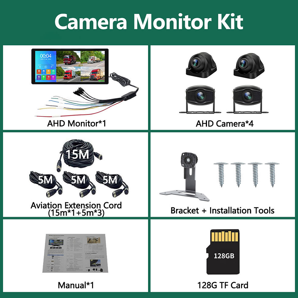Thumbnail: 10.36 Inch Touch Screen Truck Monitor Kit 4CH Surveillance Camera AHD 1080P Nigh