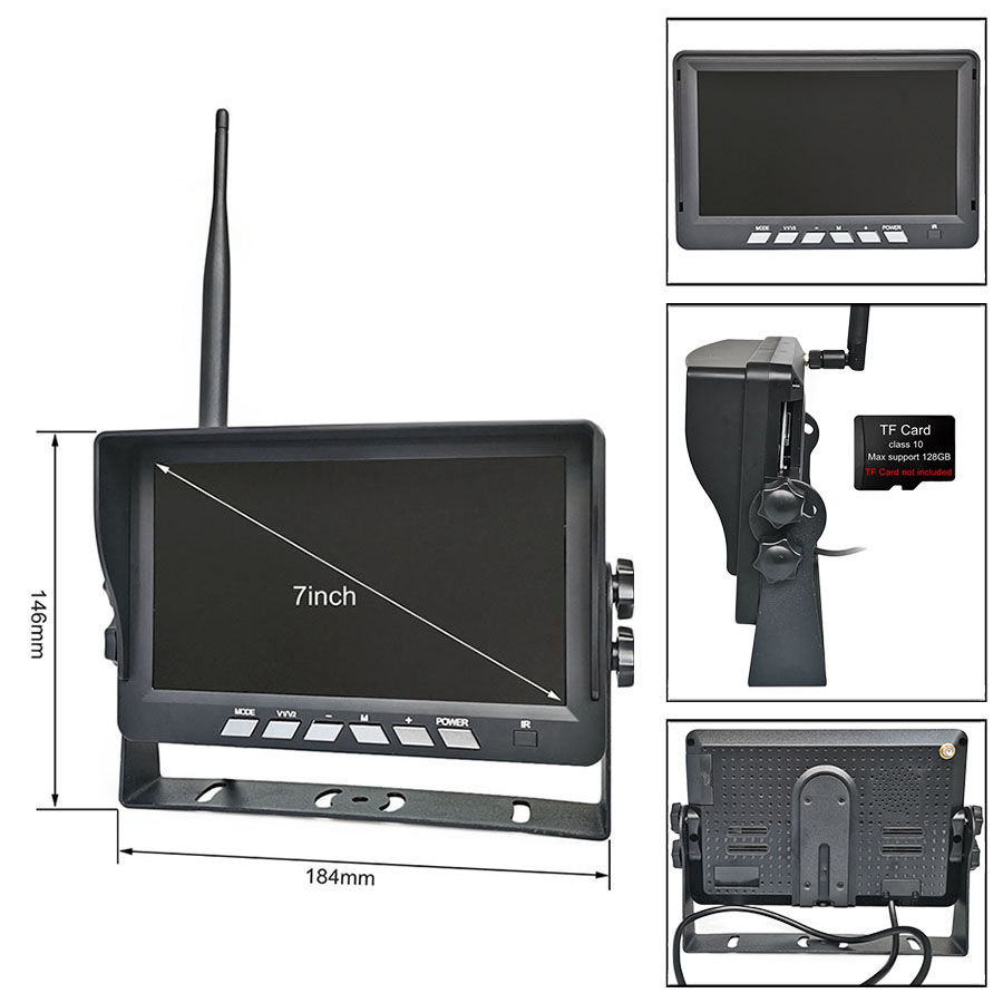 Thumbnail: DIYSECUR Wireless 7" AHD IPS DVR Monitor 720P High Definition Night Vision Rever