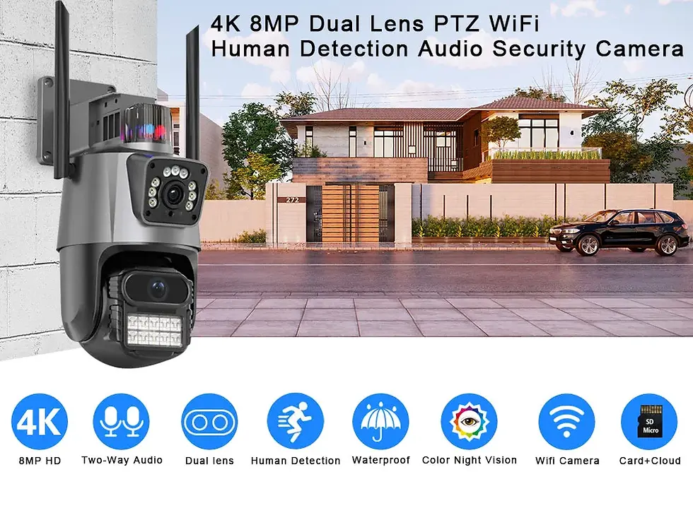 Miniatura: 8MP PTZ WiFi Camera Dual Lens Auto Tracking Ai Human Detection CCTV Video Outdoo