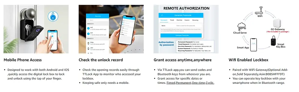 Thumbnail: Tuya/TTlock App Control Fingerprint Lock Box For Anywhere Access Bluetooth Conne