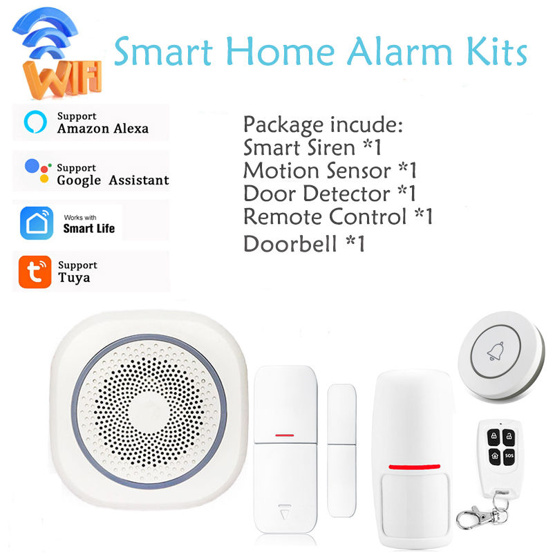 Thumbnail: Wifi Home Burglar Alarm System with Tuya Smart Flash Strobe Siren 433MHz PIR Mot