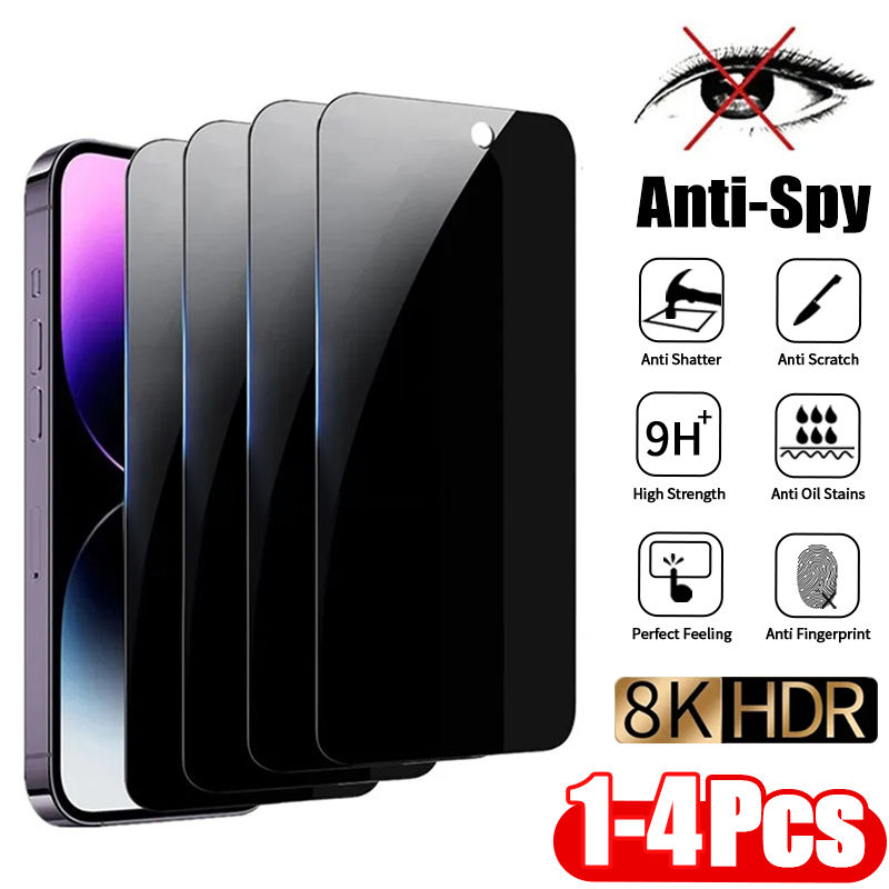 Miniatura: 1-4Pcs Anti-spy Tempered Glass for IPhone 16 15 13 11 14Pro Max Full Cover Priva
