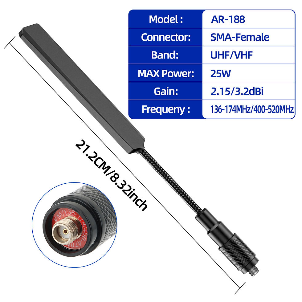 Miniatura: ABBREE AR-188 Gooseneck Tactical Antenna VHF UHF SMA-Female for Baofeng Walkie T