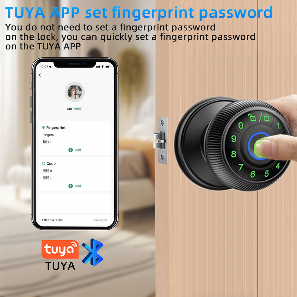 Thumbnail: RAYKUBE Q6 US Free Delivery Tuya BLE Smart Fingerprint Door Lock Round Knob Elec
