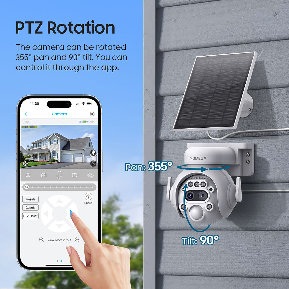 Thumbnail: INQMEGA 6MP wifi solar powered camera 4G Sim outdoor wireless surveillance camer