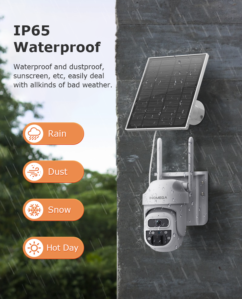 Thumbnail: INQMEGA 3MP WIFI Solar Camera 4G Sim Card PIR Human Detection Solar Battery Secu