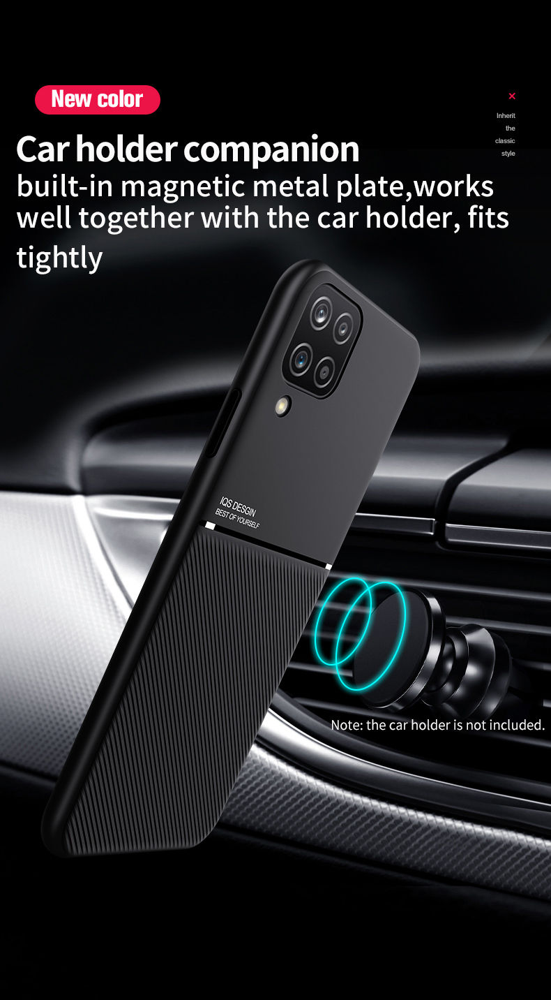 Thumbnail: For Samsung Galaxy A12 Case Car Magnetic Holder PU Leather Texture Phone Case Fo