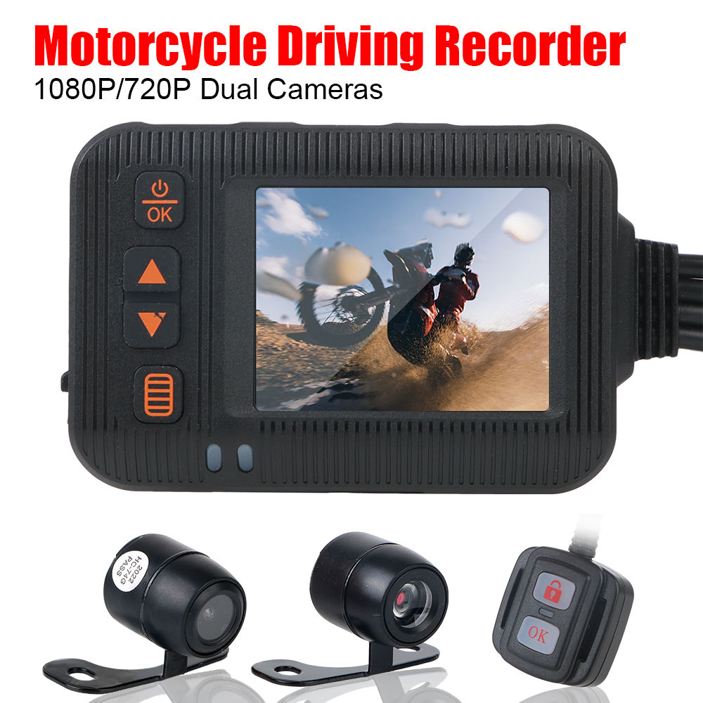 Dual Lens DVR Driving Video Recorder Motorcycle Dash Cam Camera Front Rear View 