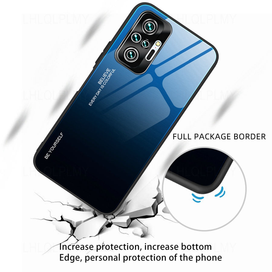 Thumbnail: Gradient Tempered Glass Case For Xiaomi Redmi Note 10S 11S 5G 10 11 12 Pro Plus 