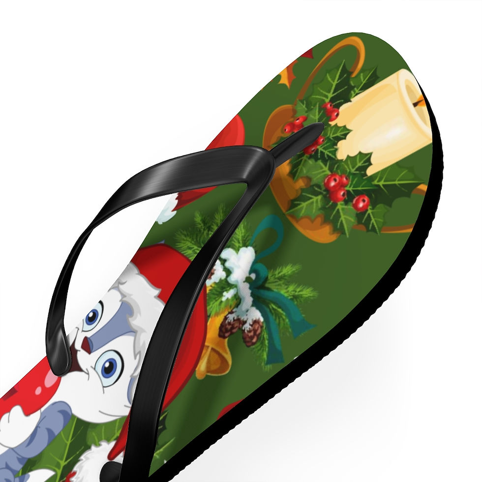 Thumbnail: Kiwi and his Cat Christmas Flip Flops/Jandals