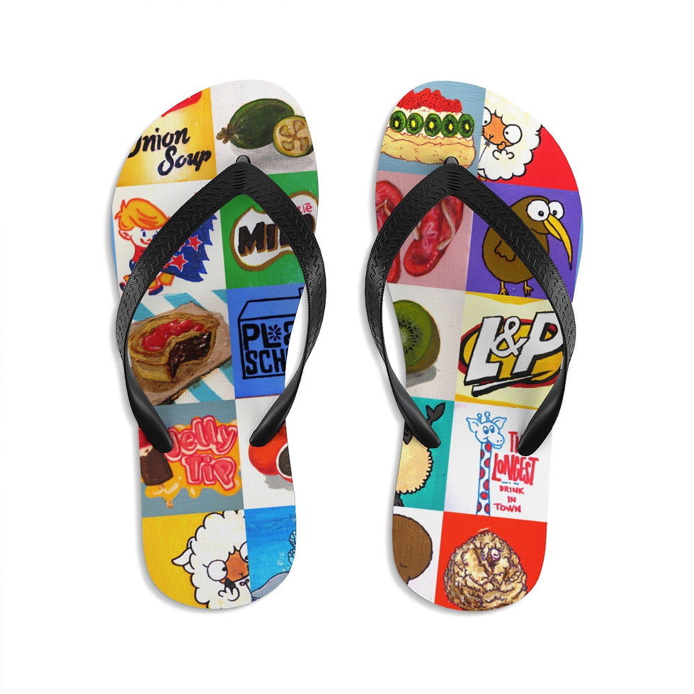 Thumbnail: Kiwiana Food and Drink icons - Unisex Flip-Flops/Jandals