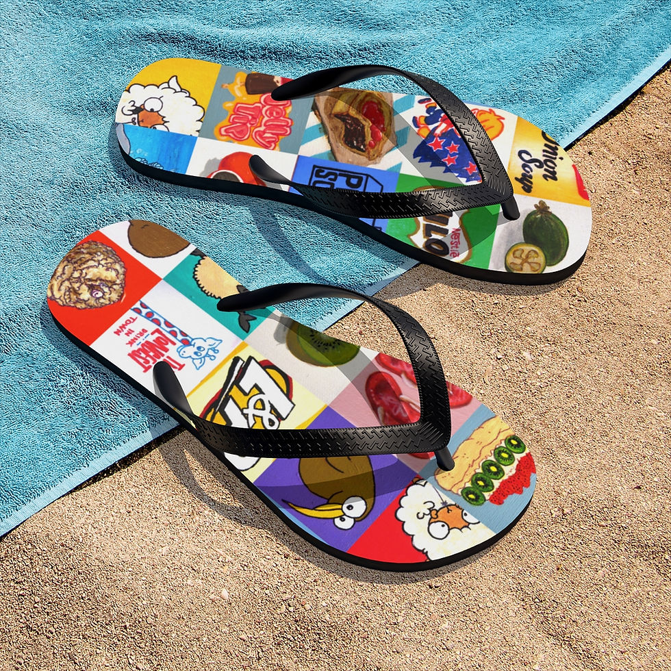 Thumbnail: Kiwiana Food and Drink icons - Unisex Flip-Flops/Jandals