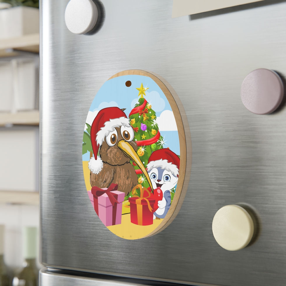 Thumbnail: Kiwi and his Cat - Wooden Christmas Ornaments
