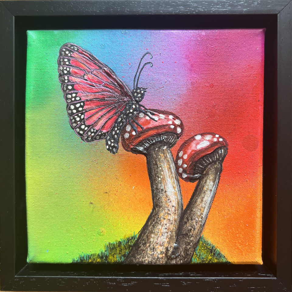 Beyond the Veil -Exploring the Rainbow Butterfly's 5D Realm Framed crop.jpg