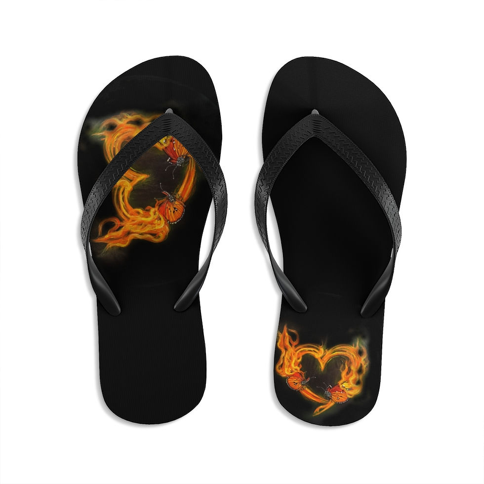 Thumbnail: Twin Flame Black Unisex Flip-Flops