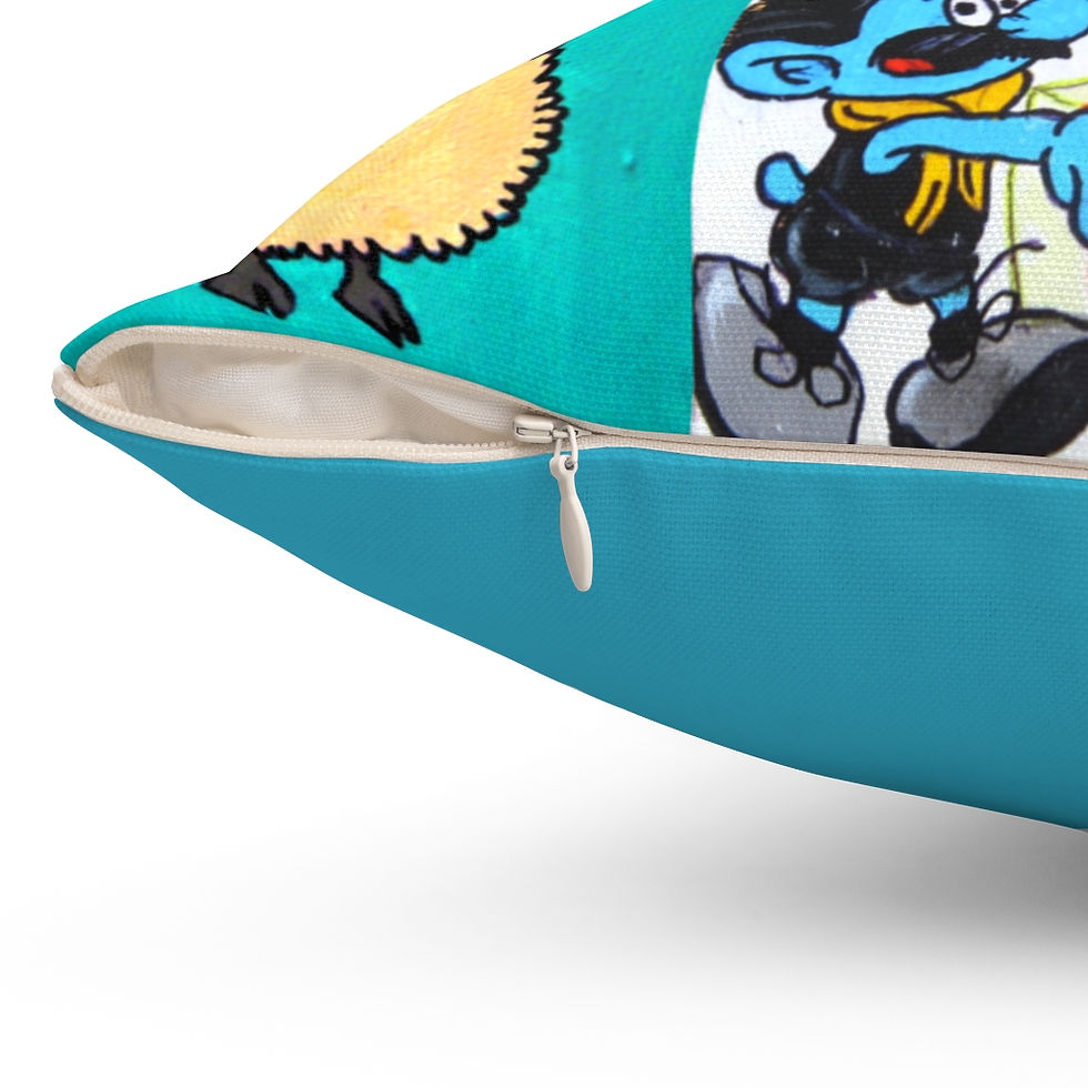 Thumbnail: Kiwiana Smurfs and Sheep Spun Polyester Square Pillow