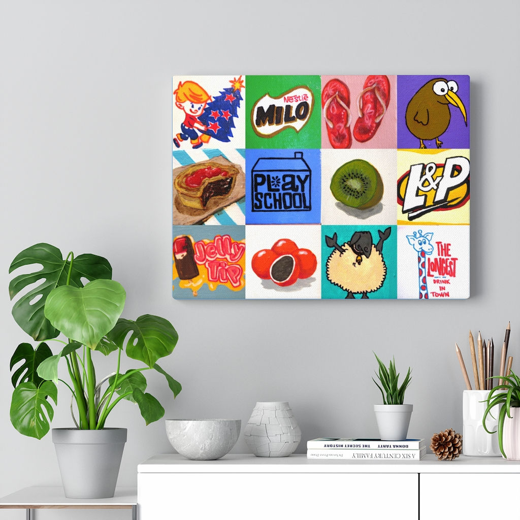Kiwiana Food and Drink icons Stretched Canvas