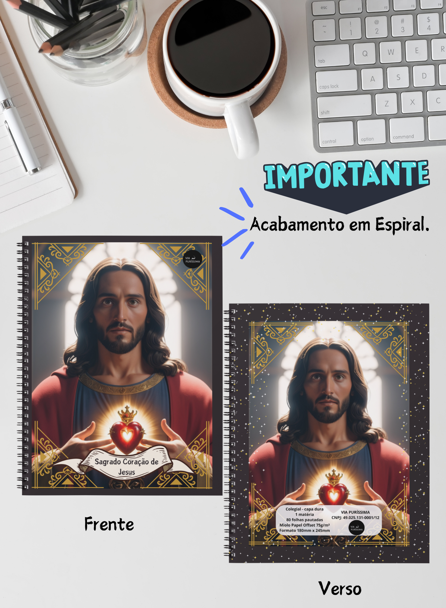 Caderno Colegial - Sagrado Coração de Jesus_1 - Capa Dura - 1 Matéria