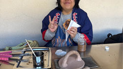 支援を使いせんべいを焼き体験をしました【サポ-トセンタ-みどりの風より】