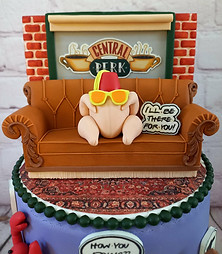 Iconic couch and turkey from the show FRIENDS