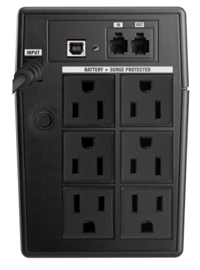 UPS interactivo de 700VA-360W con 6 tomas Xmart by Integra - Conexiones